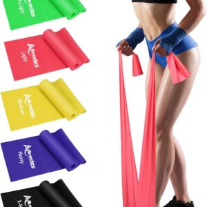 Allvodes Exercise Bands for Working Out, Resistance Bands Set with 5 Resistance Levels, Skin-Friendly Elastic Bands with Carrying Pouch for Home Workout, Strength Training, Yoga, Pilates