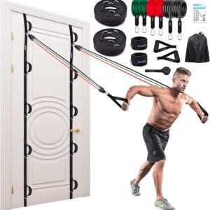 Brebebe Door Anchor Strap for Resistance Bands Exercises, Multi Point Anchor Gym Attachment for Home Fitness, Portable Door Band Resistance Workout Equipment, Easy to Install, Punch-Free, Nail-Free