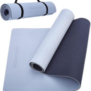 COOLMOON 1\/4 Inch Extra Thick Yoga Mat Double-Sided Non Slip,Yoga Mat For Women and Men,Fitness Mats With Carrying Strap,Eco Friendly TPE Yoga Mat, Pilates And Exercises Mat