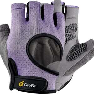 Glofit Workout Gloves for Women and Men, Weight Lifting Gloves Anti-Slip Padded Palm, Light Weight Fingerless Powerlifting Fingerless Gym Gloves for Exercise, Fitness, Training, Cycling