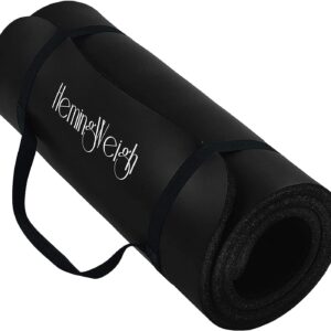 HemingWeigh Yoga Mat Thick, 1 Inch Thick, Non Slip Yoga Mat for Home Workout, Indoor and Outdoor Use, Black