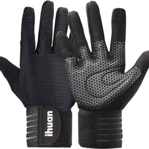 ihuan Workout Gloves for Men Full-Finger: Weight Lifting Gloves for Men, Gym Lifting Gloves Full Hand Gloves for Weightlifting, Deadlift