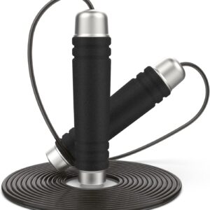 Jump Rope, Tangle-free Adjustable Speed Jumping Rope for Kids, Men, Women - Comfortable Foam Handles, Ball Bearing Skipping Rope for Fitness, Workout, Cardio, CrossFit, Non Weighted