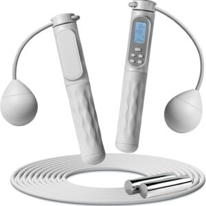 Jump Rope with Counter, Cordless Weighted Jump Rope Adjustable Skipping Rope with Calorie Counter for Fitness Exercise Training Indoor Outdoor