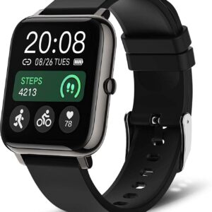 Popglory Smart Watch, Smartwatch with Blood Pressure, Blood Oxygen Monitor, Fitness Tracker with Heart Rate Monitor, Full Touch Fitness Watch for Android & iOS for Men Women