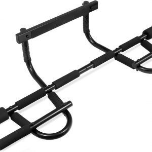 ProsourceFit Multi-Grip Lite Pull Up\/Chin Up Bar, Heavy Duty Doorway Upper Body Workout Bar for Home Gyms 24\u201D-32\u201D (ps-1240-cu-basic), Black