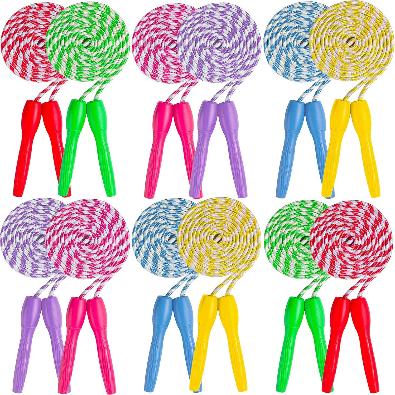 Ram Pro All Purpose Jump Rope Stripe Ropes With Plastic Handles for any Skill Level, Men, Women & Kids Best For Sports, Outdoors, Fitness, Exercise, Fun, Play, Toy, Assorted Colors