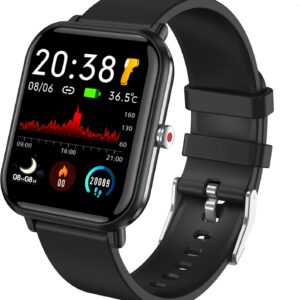 Smart Watch, 44mm Fitness Tracker Watch with 24 Sports Modes, 5ATM Swimming Waterproof, Sleep Monitor Step Calorie Counter, 1.7" HD Touchscreen Smartwatch for Men Women iPhone IOS Android Compatiable