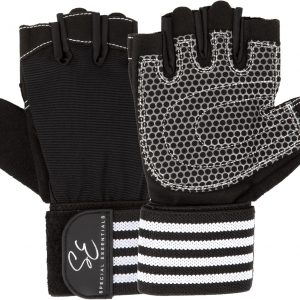 Special Essentials Workout Gym Gloves for Men and Women \u2013 Fingerless Exercise Gloves with Non-Slip Padding and Wrist Strap \u2013 Perfect for Weightlifting, Cycling & Training