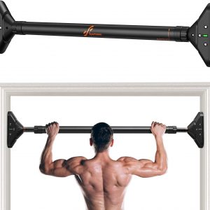 Sportneer Pull Up Bar: Strength Training Chin up Bar without Screws - Adjustable Width Locking Mechanism Pull-up Bar for Doorway - Max Load 440lbs for Home Gym Upper Body Workout, Non-slip Comfort