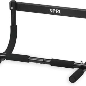 SPRI Pull Up Bar - 8-Grip Door Mounting Pullup Bar for Full Bodyweight Workouts - Heavy-Duty Steel Frame with Foam Handles - Supports 250 Pounds - Fits Doorways Up to 32 in. Wide - Black