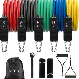 VEICK Resistance Bands for Working Out, Exercise Bands, Workout Bands, Resistance Bands Set with Handles for Men Women, Weights for Strength Training Equipment at Home