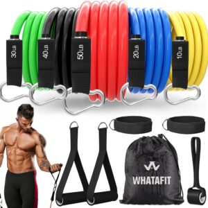 Whatafit Resistance Bands Set, Exercise Bands with Door Anchor, Handles, Carry Bag, Legs Ankle Straps for Resistance Training, Physical Therapy, Home Workouts