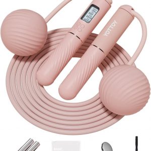YOTTOY Cordless Jump Rope with Counter - Ropeless Jump Rope 2 In 1 with Large Cordless Ball-Weighted Jump Rope for Women with LCD Display and Tangle-Free-Ideal for Cardio, Crossfit, and HIIT Workouts