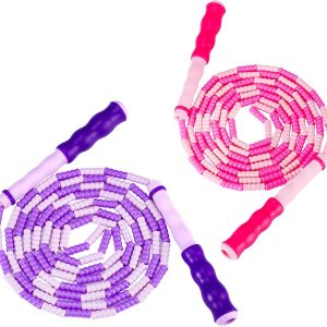 Zocy 2 Pack Jump Rope for Fitness Exercise Equipment, Tangle-Free Rope Skipping with Soft Beaded Segment, Premium Adjustable Jumping Rope for kids, women, men